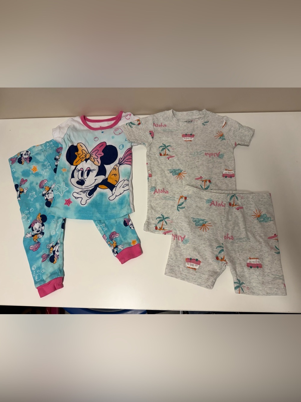Disney Minnie Mouse Turquoise Blue & Pink Pajama Set